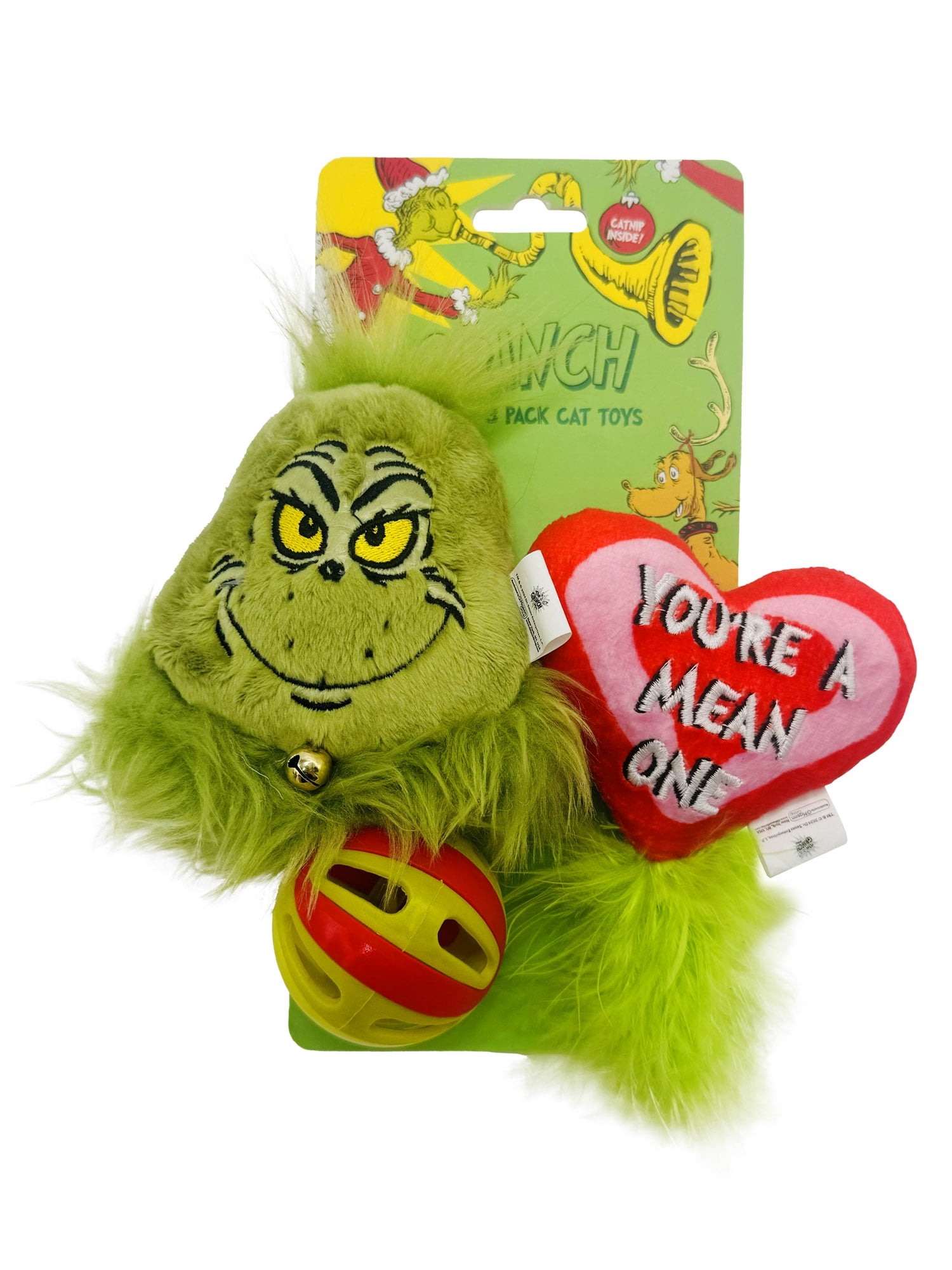 Dr. Seuss' The Grinch 3-Piece Cat Toys with Catnip, Green