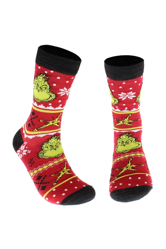 Dr Seuss The Grinch Adult Ugly Sweater Grinchmas Holiday Crew Socks 1 Pair