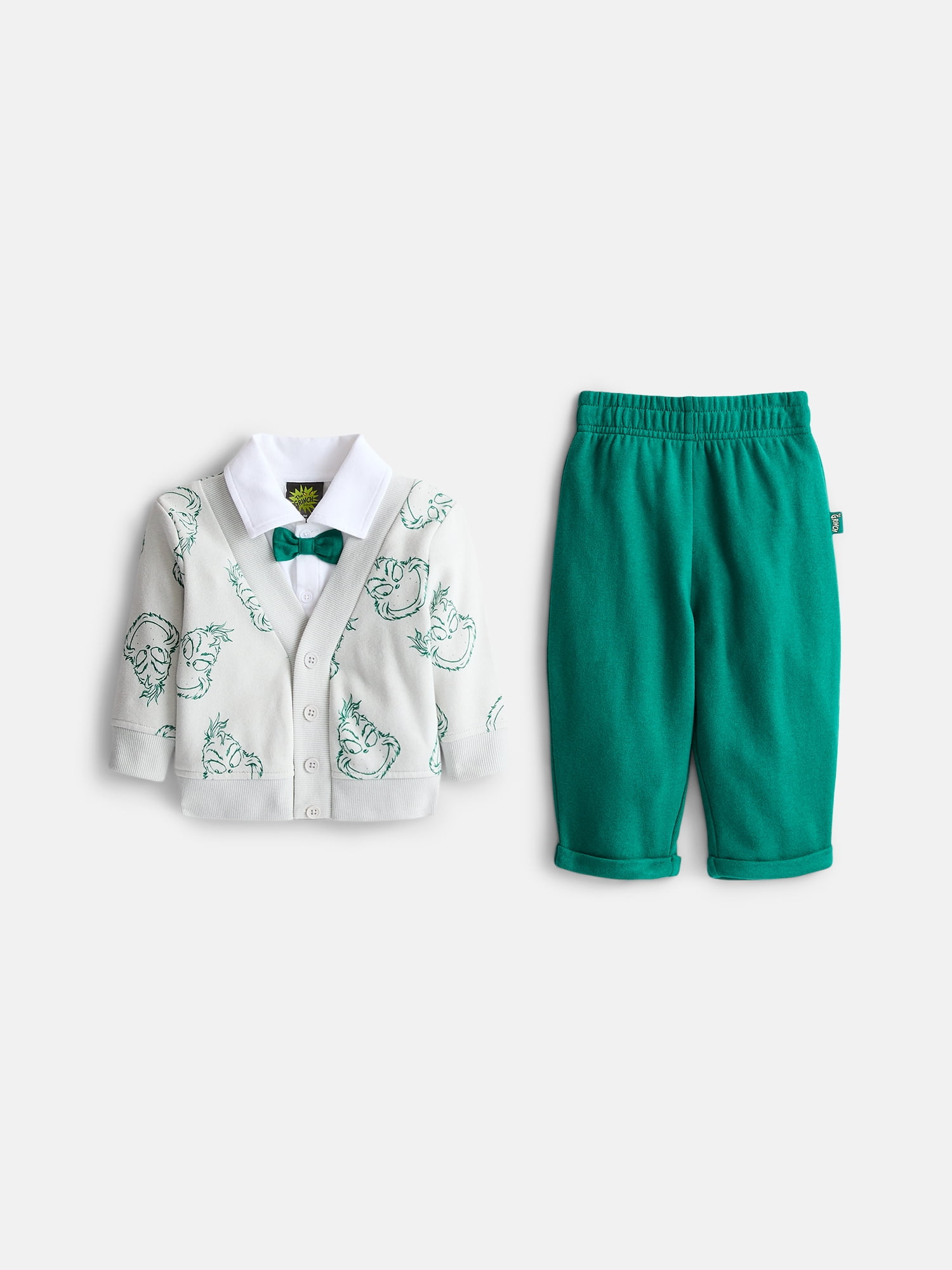 Dr. Seuss The Grinch Baby Boy Holiday Cardigan & Jogger Pant Set, 2-Piece Outfit Set, Sizes 0-24M