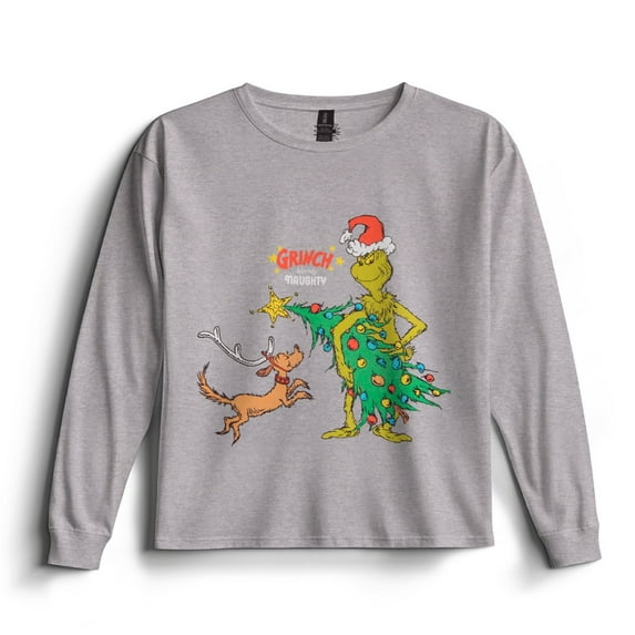 Dr. Seuss The Grinch Long Sleeve Graphic Christmas T-Shirt for Little & Big Boys, Crewneck Holiday Tee (Sizes 4-20)