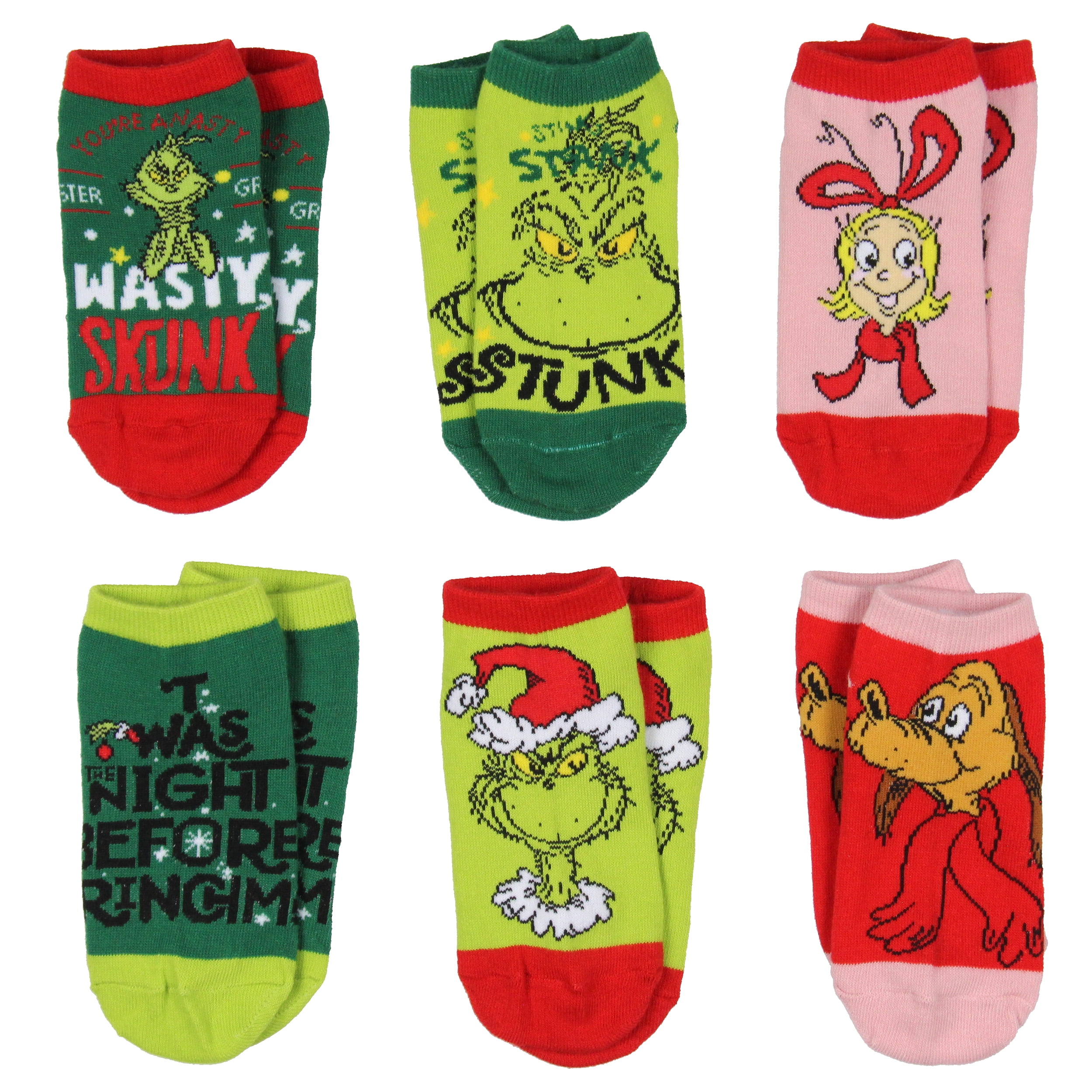 Dr. Seuss The Grinch Boys' Socks Character Low Cut Ankle No Show Socks