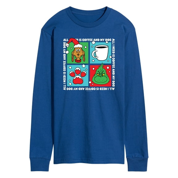 Dr. Seuss The Grinch - Christmas - All I Need Is Coffee & My Dog - Men's Long Sleeve T-Shirt