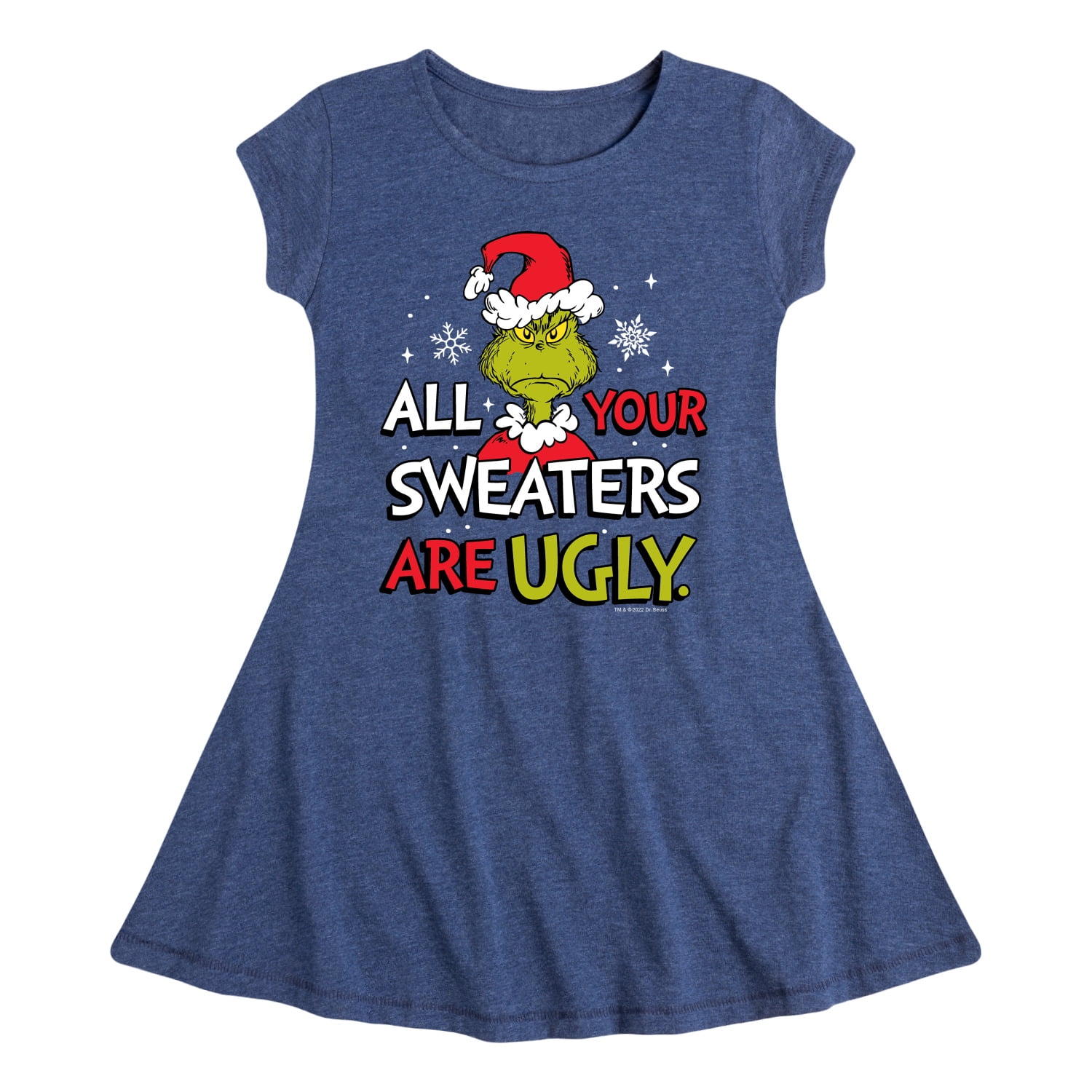 white christmas dresses Naughty Grinch Santa Hat Xmas Balls Knitted Ugly Christmas Sweater main image 0