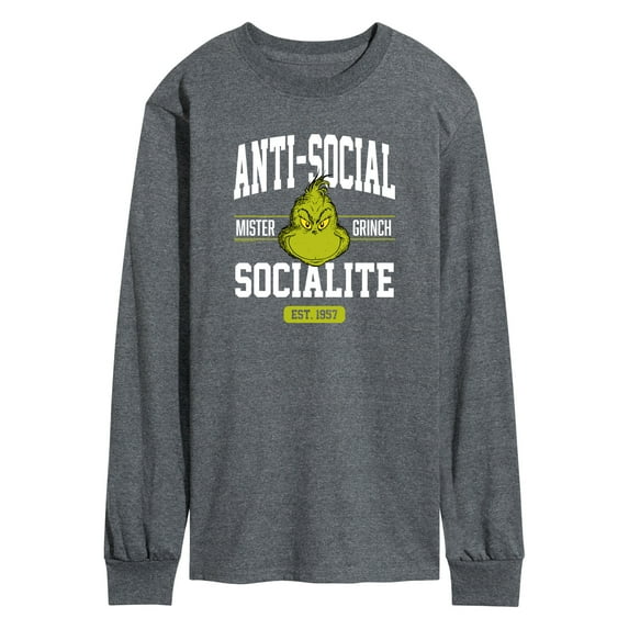 Dr. Seuss The Grinch - Christmas - Anti-Social Socialite Est. 1957 - Men's Long Sleeve T-Shirt