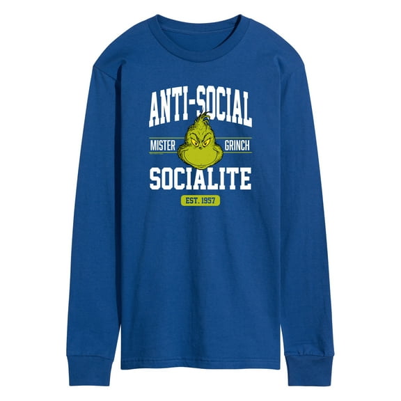 Dr. Seuss The Grinch - Christmas - Anti-Social Socialite Est. 1957 - Men's Long Sleeve T-Shirt