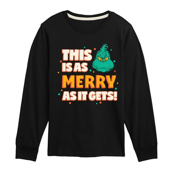 Dr. Seuss The Grinch - Christmas - As Merry As It Gets - Toddler & Youth Long Sleeve Graphic T-Shirt
