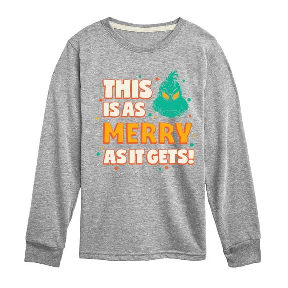 Dr. Seuss The Grinch - Christmas - As Merry As It Gets - Toddler & Youth Long Sleeve Graphic T-Shirt