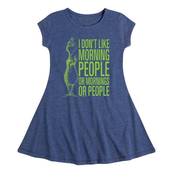 Dr. Seuss The Grinch - Christmas - Don't Like Morning Or People - Toddler & Youth Girls Fit & Flare Dress