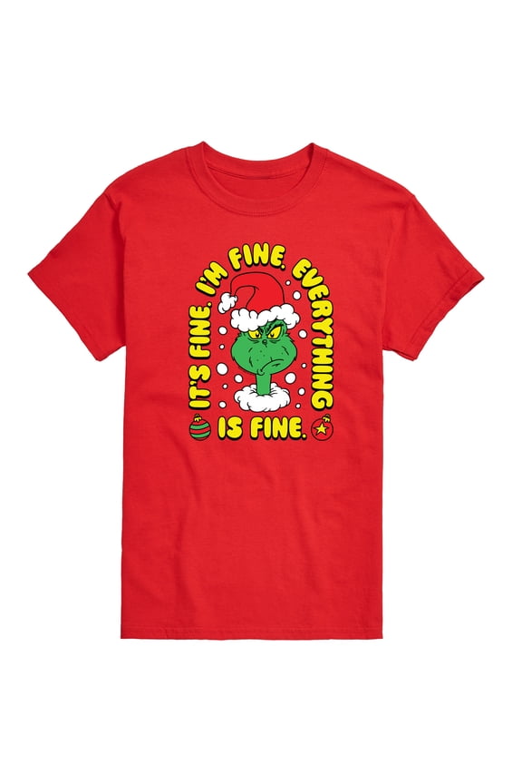 Dr. Seuss The Grinch - Christmas - Everything Is Fine - Men's Short Sleeve Graphic T-Shirt
