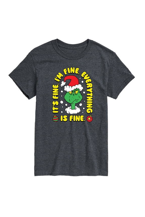Dr. Seuss The Grinch - Christmas - Everything Is Fine - Men's Short Sleeve Graphic T-Shirt