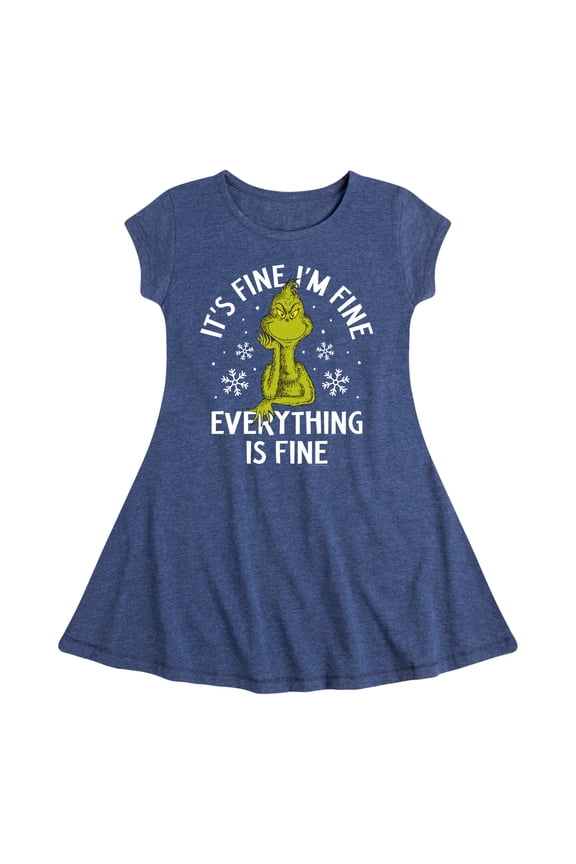 Dr. Seuss The Grinch - Christmas - Everything Is Fine - Toddler & Youth Girls Fit & Flare Dress