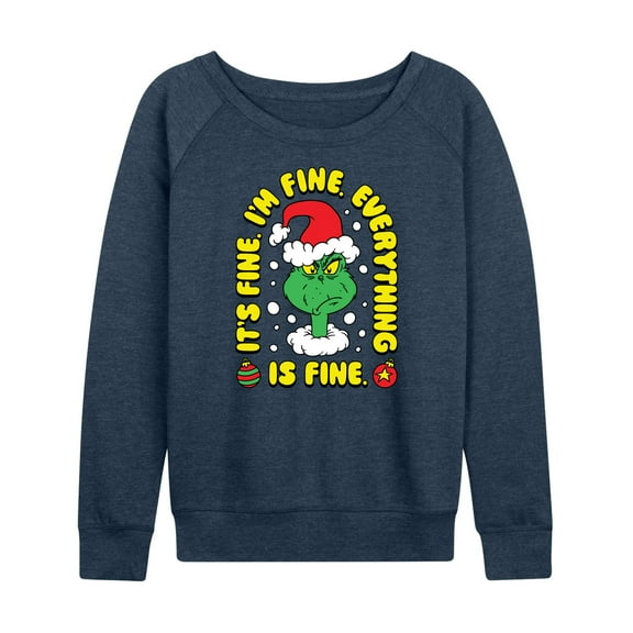 Dr. Seuss The Grinch - Christmas - Everything Is Fine - Women's Lightweight French Terry Long Sleeve Shirt