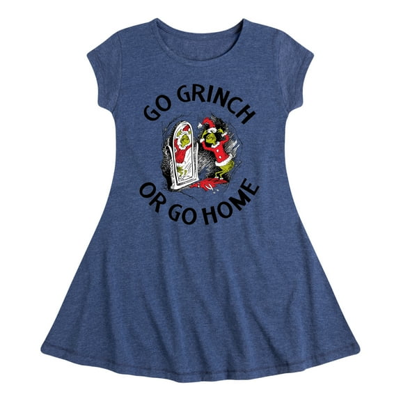Dr. Seuss The Grinch - Christmas - Go Grinch Or Go Home - Toddler & Youth Girls Fit & Flare Dress