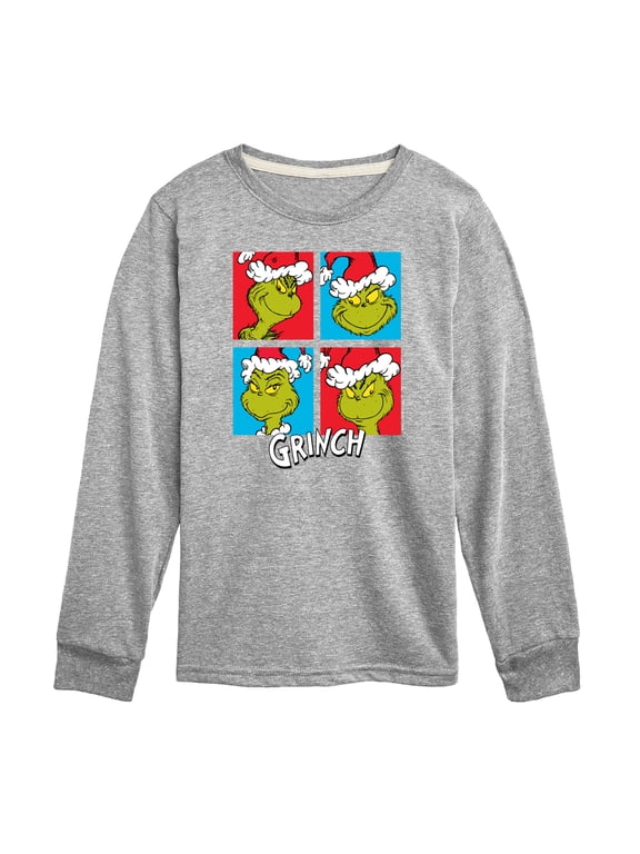 The Grinch - The Grinch Christmas Grinch Grid Boys' Long Sleeve Graphic T-Shirt