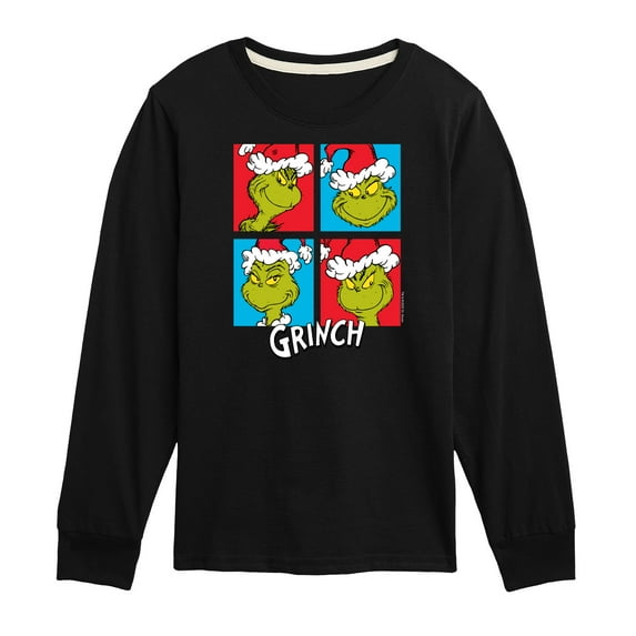 Dr. Seuss The Grinch - Christmas - Grinch Grid - Toddler & Youth Long Sleeve Graphic T-Shirt