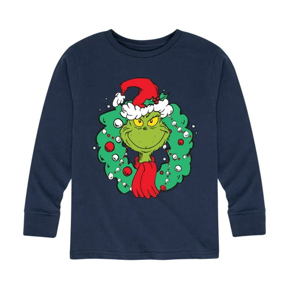 Dr. Seuss The Grinch - Christmas - Grinch Wreath - Toddler & Youth Long Sleeve Graphic T-Shirt