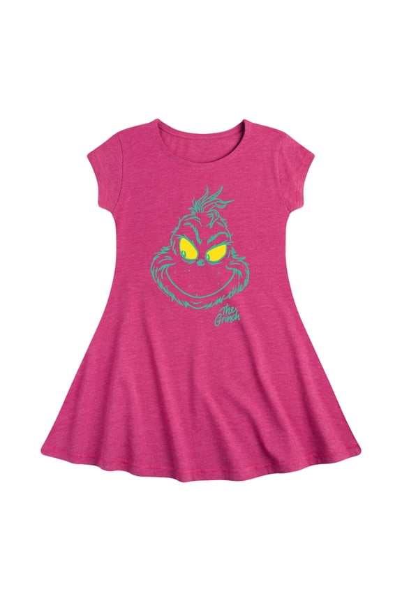 Dr. Seuss The Grinch - Christmas - Grinchy Face - Toddler & Youth Girls Fit & Flare Dress