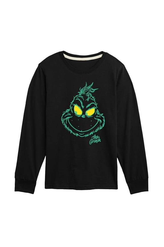 Dr. Seuss The Grinch - Christmas - Grinchy Face - Toddler & Youth Long Sleeve Graphic T-Shirt