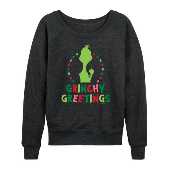 Dr. Seuss The Grinch - Christmas - Grinchy Greetings - Women's Lightweight French Terry Long Sleeve Shirt
