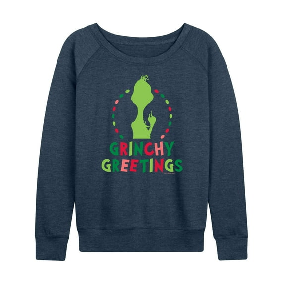 Dr. Seuss The Grinch - Christmas - Grinchy Greetings - Women's Lightweight French Terry Long Sleeve Shirt