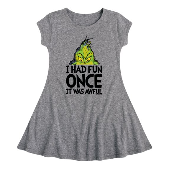 Dr. Seuss The Grinch - Christmas - Had Fun Once; It Was Awful - Toddler & Youth Girls Fit & Flare Dress