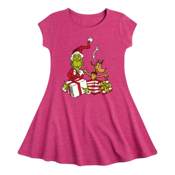 Dr. Seuss The Grinch - Christmas - Happy Grinch & Max - Toddler & Youth Girls Fit & Flare Dress