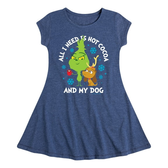 Dr. Seuss The Grinch - Christmas - Hot Cocoa & My Dog - Toddler & Youth Girls Fit & Flare Dress