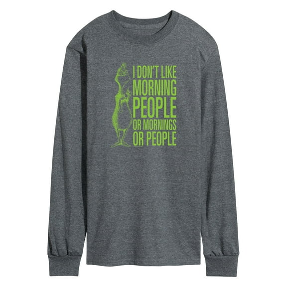 Dr. Seuss The Grinch - Christmas - I Don't Like Morning Or People - Men's Long Sleeve T-Shirt