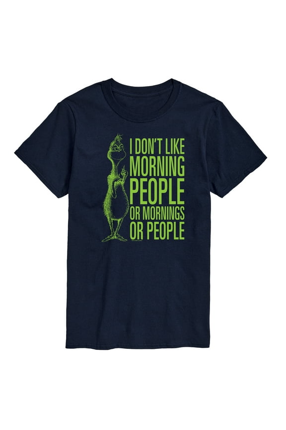 Dr. Seuss The Grinch - Christmas - I Don't Like Morning Or People - Men's Short Sleeve Graphic T-Shirt