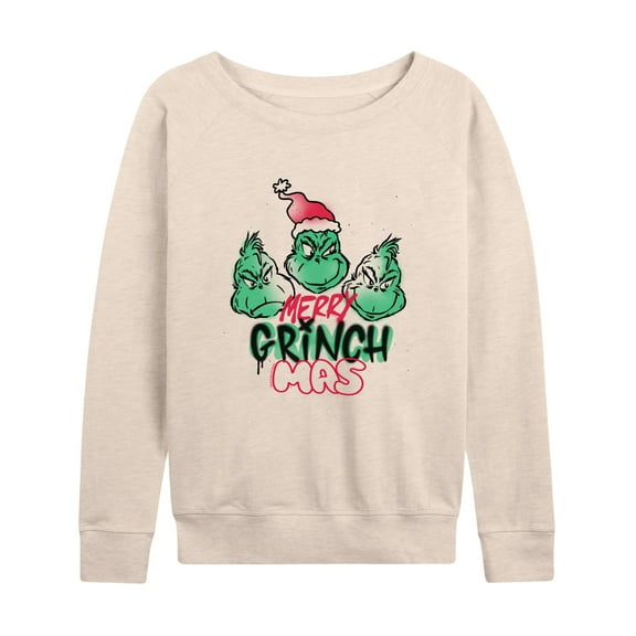 Dr. Seuss The Grinch - Christmas - Merry Grinch Mas Spray Paint - Women's Lightweight French Terry Long Sleeve Shirt