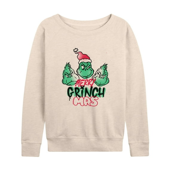 Dr. Seuss The Grinch - Christmas - Merry Grinch Mas Spray Paint - Women's Lightweight French Terry Long Sleeve Shirt