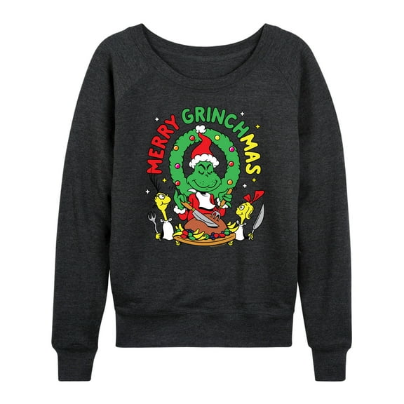 Dr. Seuss The Grinch - Christmas - Merry Grinchmas - Women's Lightweight French Terry Long Sleeve Shirt
