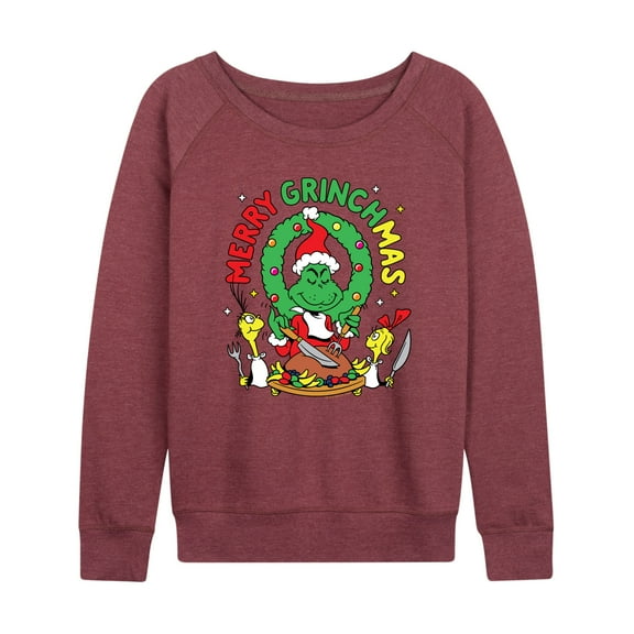 Dr. Seuss The Grinch - Christmas - Merry Grinchmas - Women's Lightweight French Terry Long Sleeve Shirt