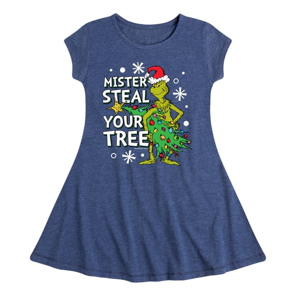 Dr. Seuss The Grinch - Christmas - Minster Steal Your Tree - Toddler & Youth Girls Fit & Flare Dress