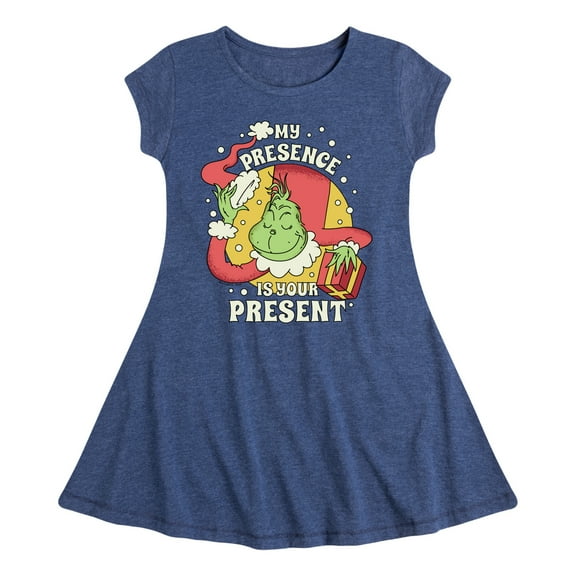 Dr. Seuss The Grinch - Christmas - My Presence Is Your Present - Toddler & Youth Girls Fit & Flare Dress