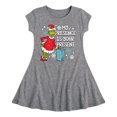 thumbnail image 1 of Dr. Seuss The Grinch - Christmas - My Presence Is Your Present - Toddler & Youth Girls Fit & Flare Dress, 1 of 1