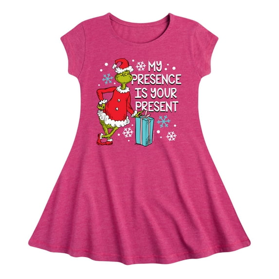 Dr. Seuss The Grinch - Christmas - My Presence Is Your Present - Toddler & Youth Girls Fit & Flare Dress