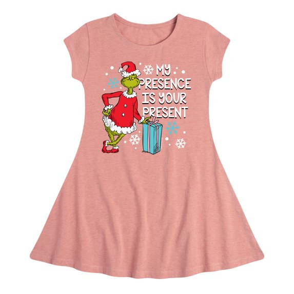 Dr. Seuss The Grinch - Christmas - My Presence Is Your Present - Toddler & Youth Girls Fit & Flare Dress