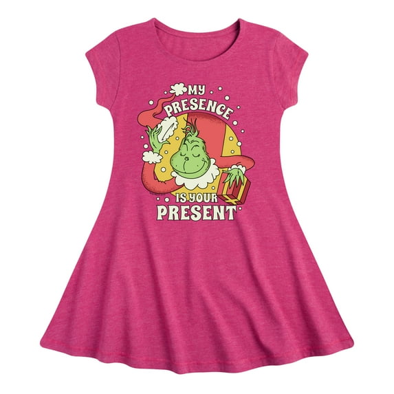Dr. Seuss The Grinch - Christmas - My Presence Is Your Present - Toddler & Youth Girls Fit & Flare Dress