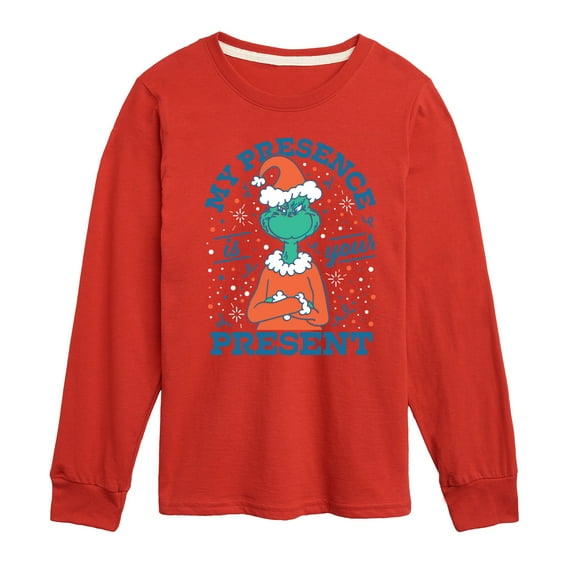Dr. Seuss The Grinch - Christmas - My Presence Is Your Present - Toddler & Youth Long Sleeve Graphic T-Shirt
