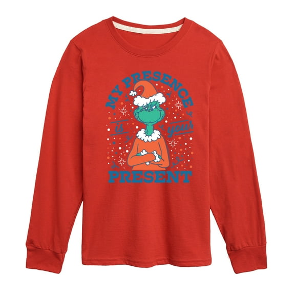 Dr. Seuss The Grinch - Christmas - My Presence Is Your Present - Toddler & Youth Long Sleeve Graphic T-Shirt