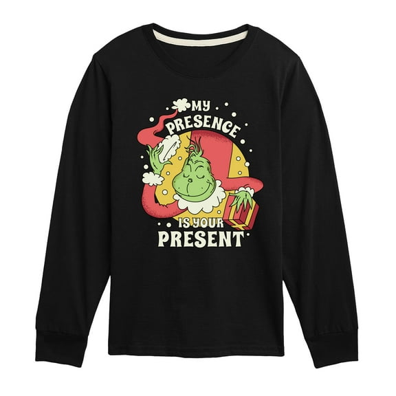 Dr. Seuss The Grinch - Christmas - My Presence Is Your Present - Toddler & Youth Long Sleeve Graphic T-Shirt