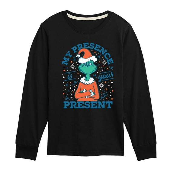 Dr. Seuss The Grinch - Christmas - My Presence Is Your Present - Toddler & Youth Long Sleeve Graphic T-Shirt