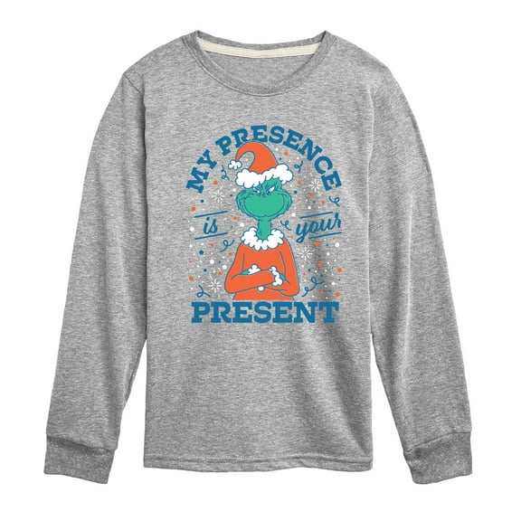 Dr. Seuss The Grinch - Christmas - My Presence Is Your Present - Toddler & Youth Long Sleeve Graphic T-Shirt