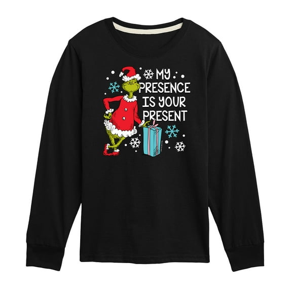 Dr. Seuss The Grinch - Christmas - My Presence Is Your Present - Toddler & Youth Long Sleeve Graphic T-Shirt