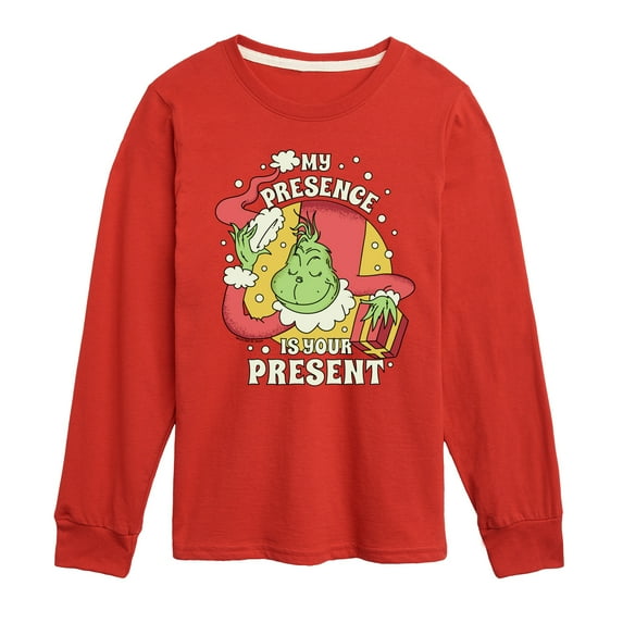 Dr. Seuss The Grinch - Christmas - My Presence Is Your Present - Toddler & Youth Long Sleeve Graphic T-Shirt