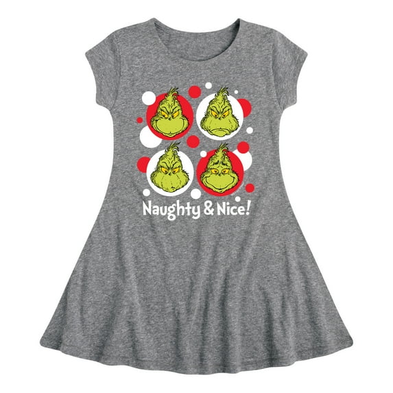 Dr. Seuss The Grinch - Christmas - Naughty & Nice - Toddler & Youth Girls Fit & Flare Dress