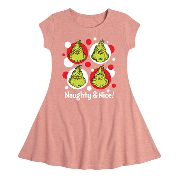 Dr. Seuss The Grinch - Christmas - Naughty & Nice - Toddler & Youth Girls Fit & Flare Dress