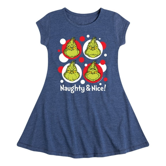 Dr. Seuss The Grinch - Christmas - Naughty & Nice - Toddler & Youth Girls Fit & Flare Dress