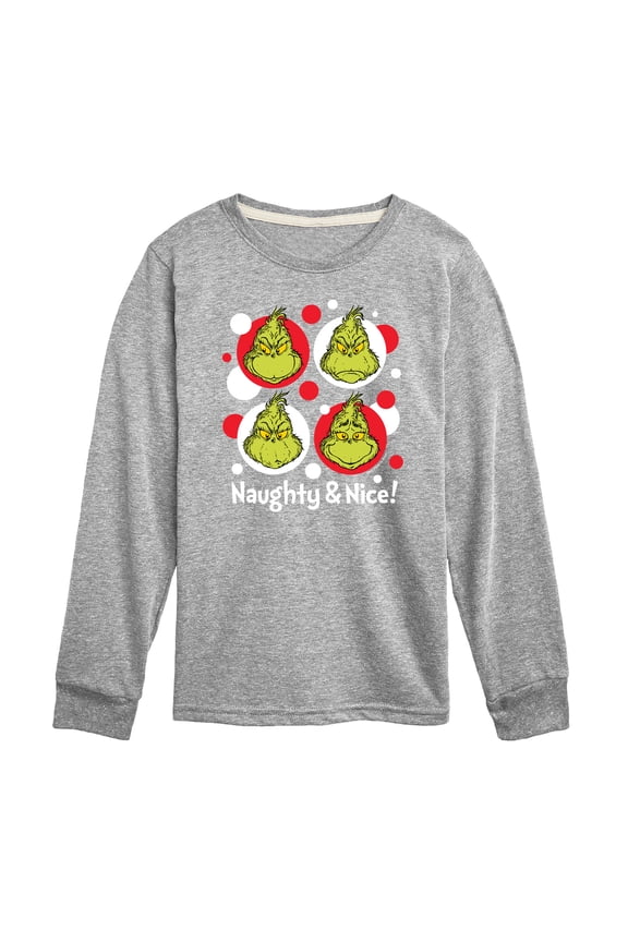 Dr. Seuss The Grinch - Christmas - Naughty & Nice - Toddler & Youth Long Sleeve Graphic T-Shirt